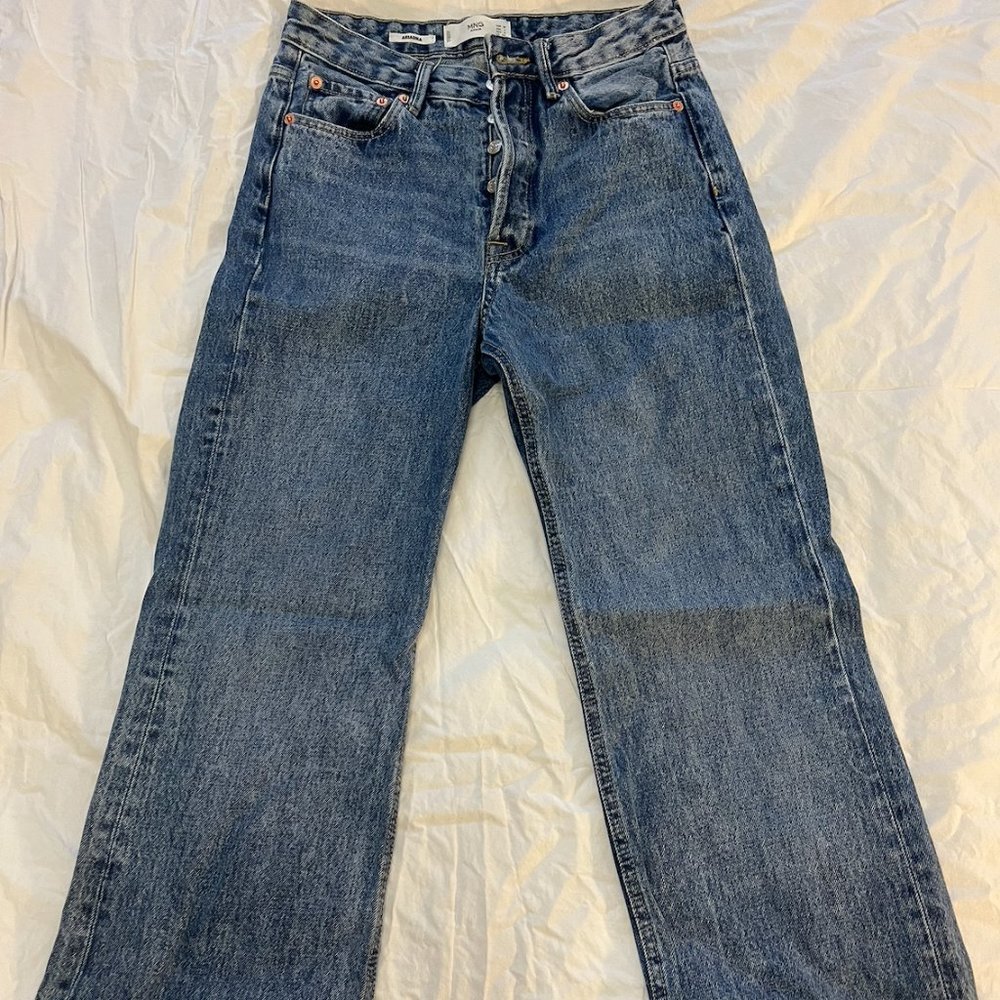 MANGO MNG WOMEN'S DENIM | Adriana Flare High rise Cut Off